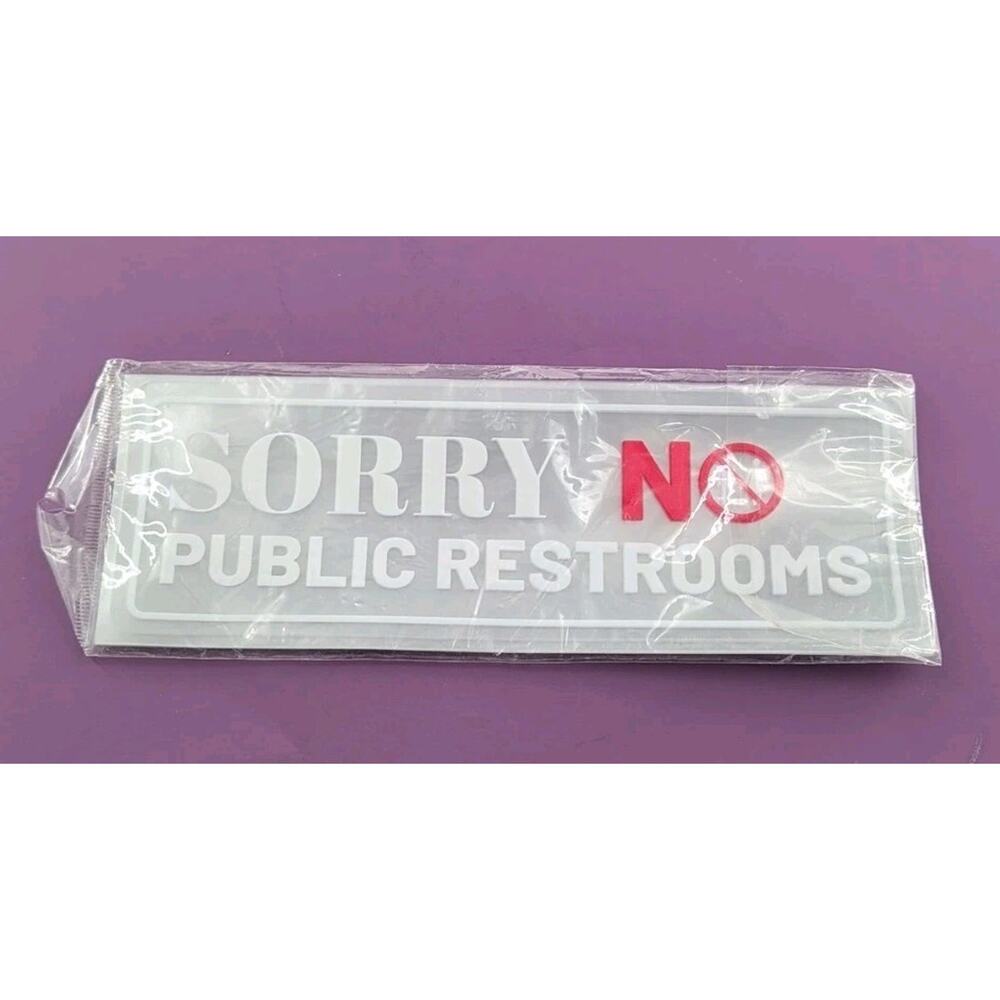 10 PK - Sorry No Public Restroom Signs - Clear Vinyl Window Cling Decal Sticker